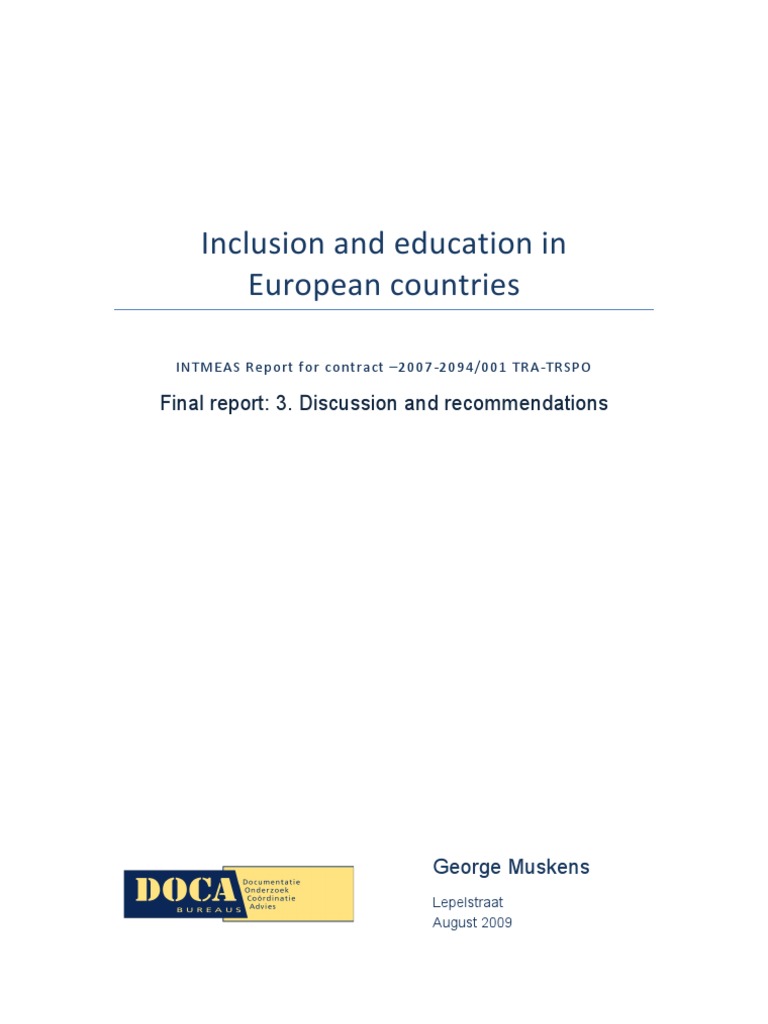 Inclusion and Education in European Countries: Final Report: 3 ...