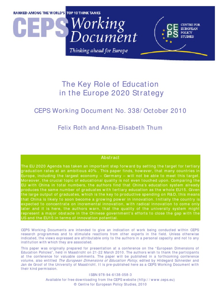 The Key Role of Education | PDF | General Educational Development ...