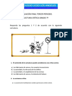 EVALUACIÓN FINAL TERCER PERIODO 7º Lectura Critica