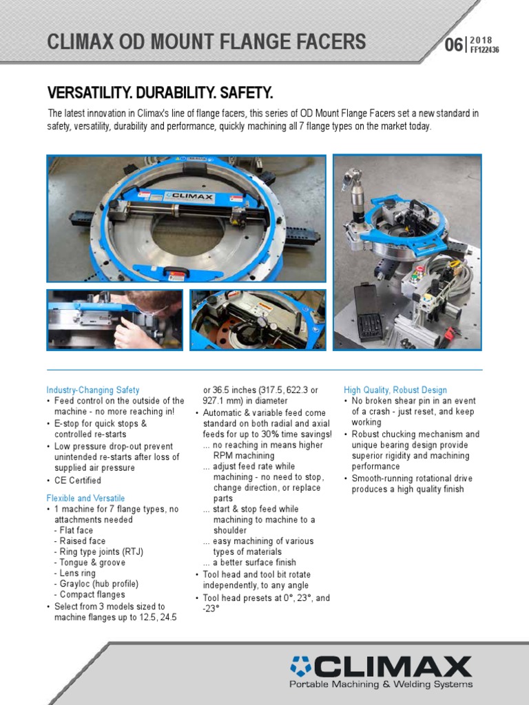 Climax Od Mount Flange Facers: Versatility. Durability. Safety | PDF ...
