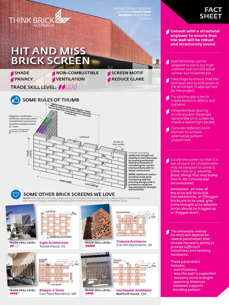 Hit and Miss Brick Wall Design Guide PDF Bending Brick — free download