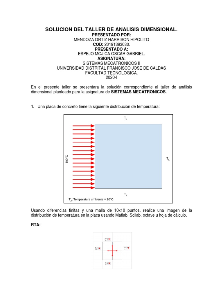 Solucion Del Taller de Analisis Dimensional | PDF | Ecuaciones | voltaje