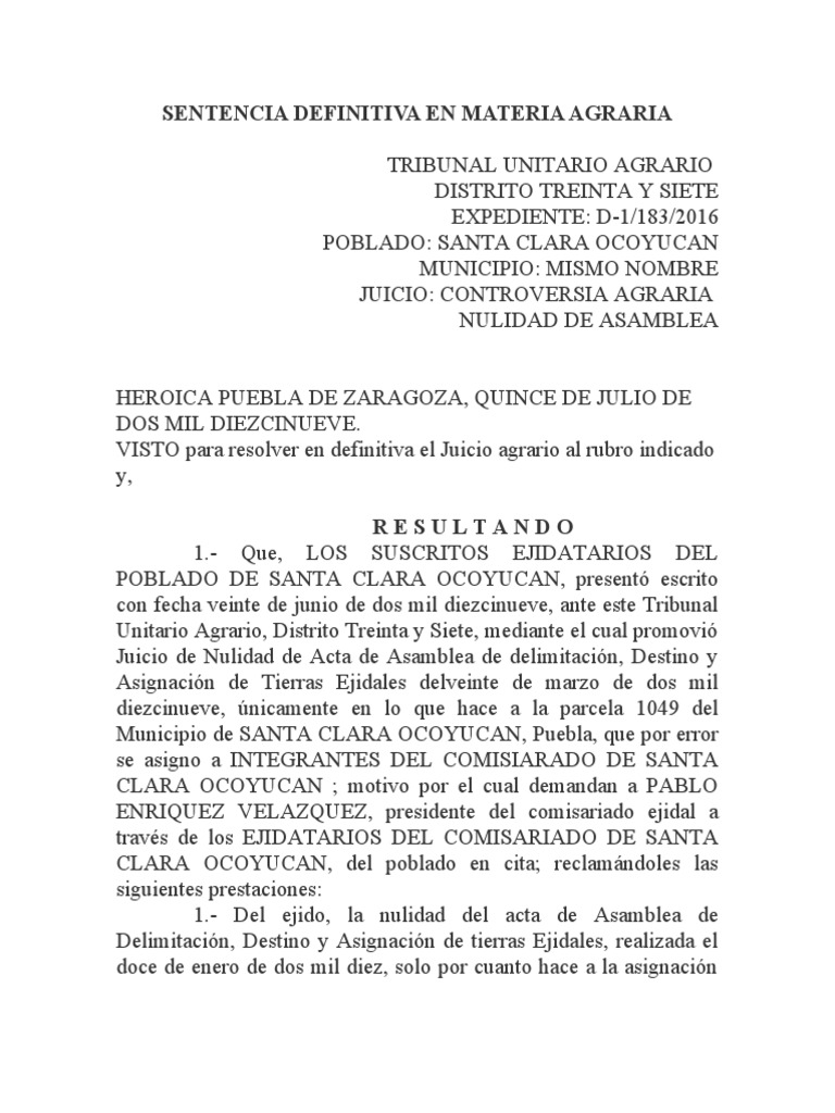 Sentencia Agrario | PDF | América del Norte | Sentencia (ley)