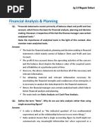 Financial Analysis - Planning Notes