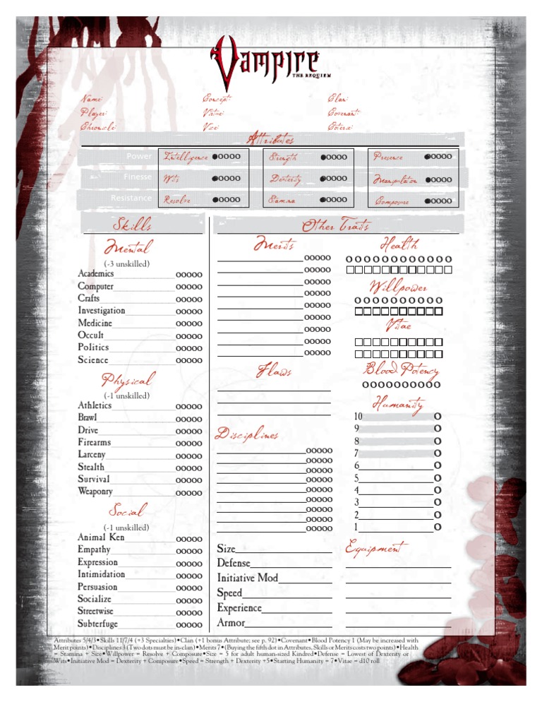 Vampire Charsheet | PDF