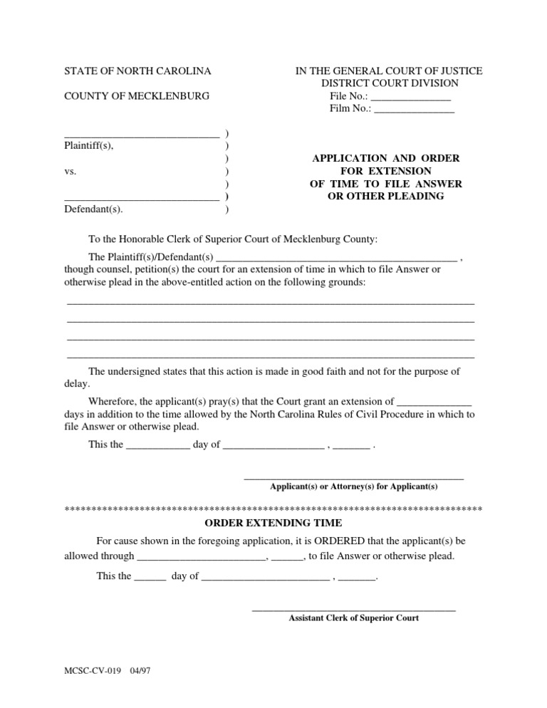 Motion for Extension to File Answer | PDF | Complaint | Separation Of ...