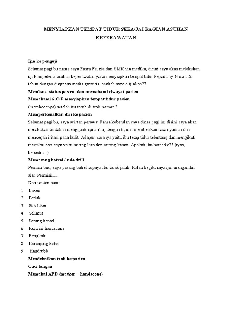 Panduan Ukom Bed Making PDF