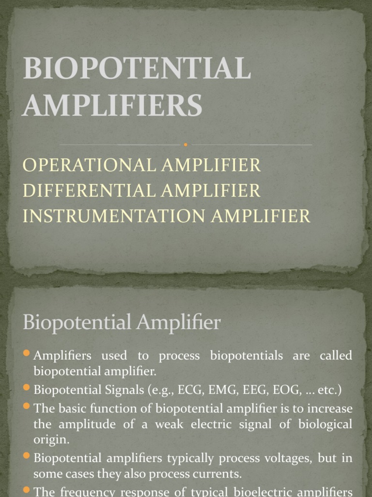 Biopotential Amplifiers: Operational Amplifier Differential Amplifier ...