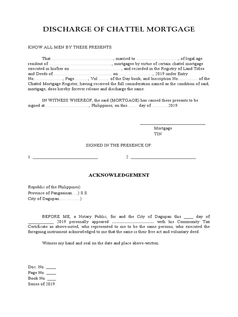 Cancellation of Chattel Mortgage PDF