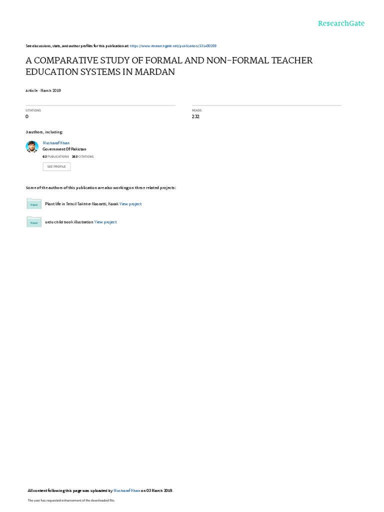 A Comparative Study of Formal and Non-Formal Teacher Education Systems ...