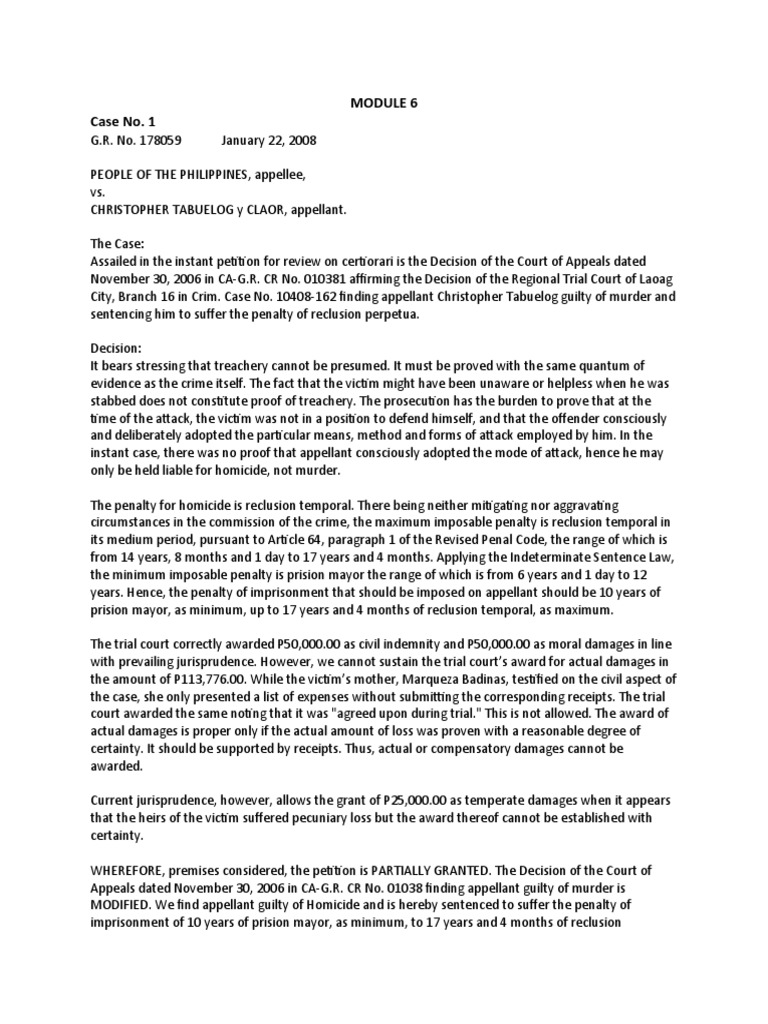 MODULE 6 Cases PDF Burden Of Proof (Law) Sentence (Law)