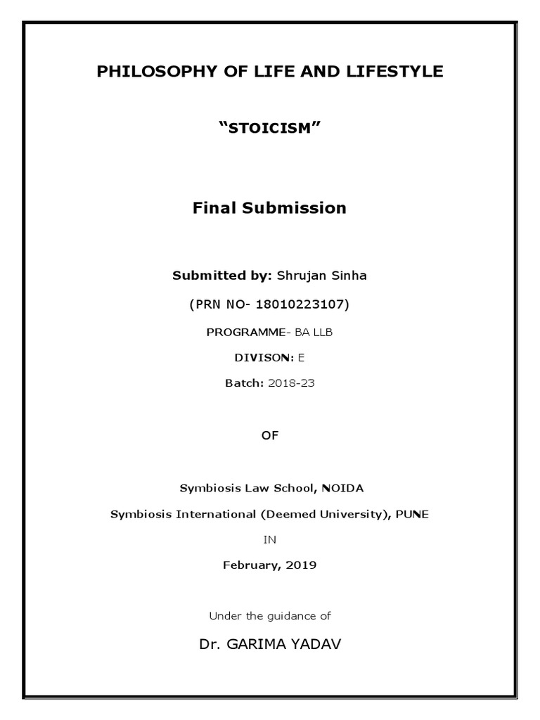 Philosophy of Life and Lifestyle | PDF | Stoicism | Philosophical Theories
