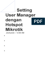 Cara Setting User Manager Dengan Hotspot Mikrotik