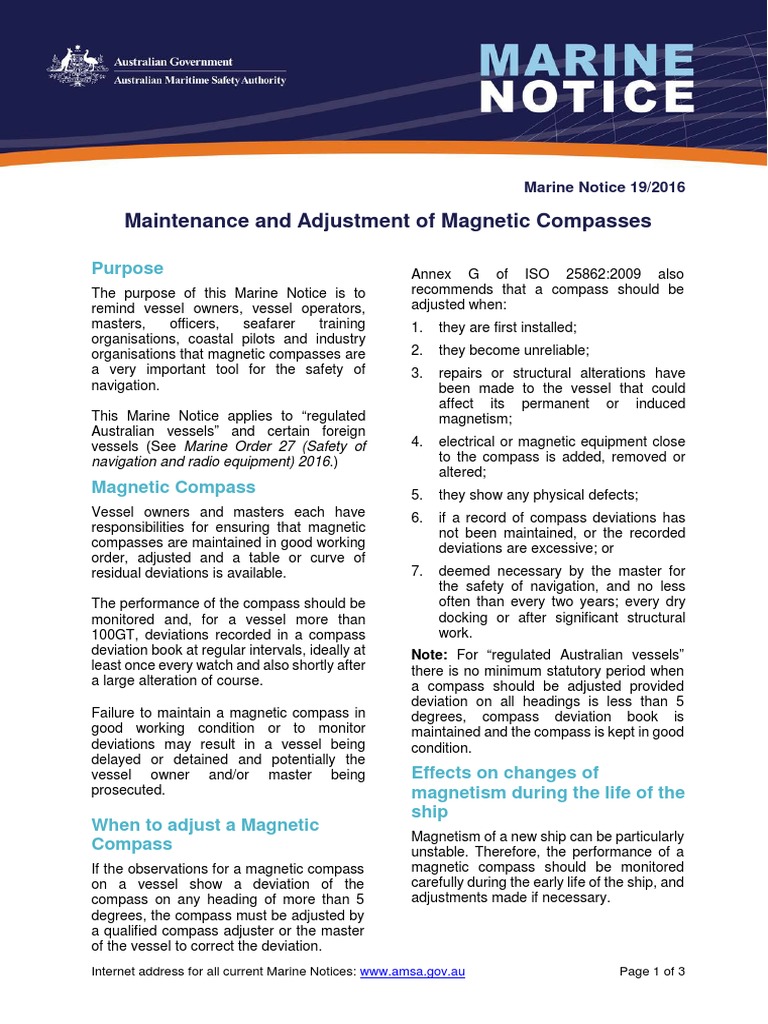 Magnetic Compass Maintenance Guide | PDF | Compass | Navigation