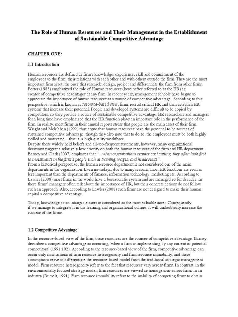 The Role of Human Resources and Their Management in The Establishment ...