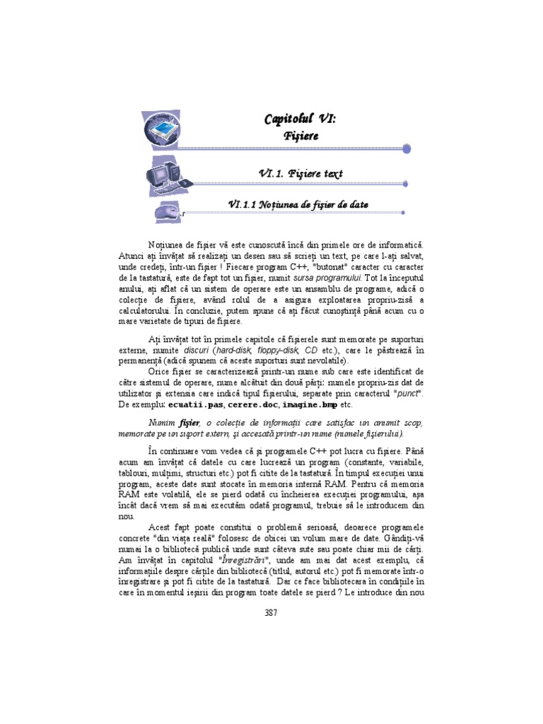 Cls 9 C++ Intensiv (NR 2) - Partea A VI-a Fisiere Text | PDF