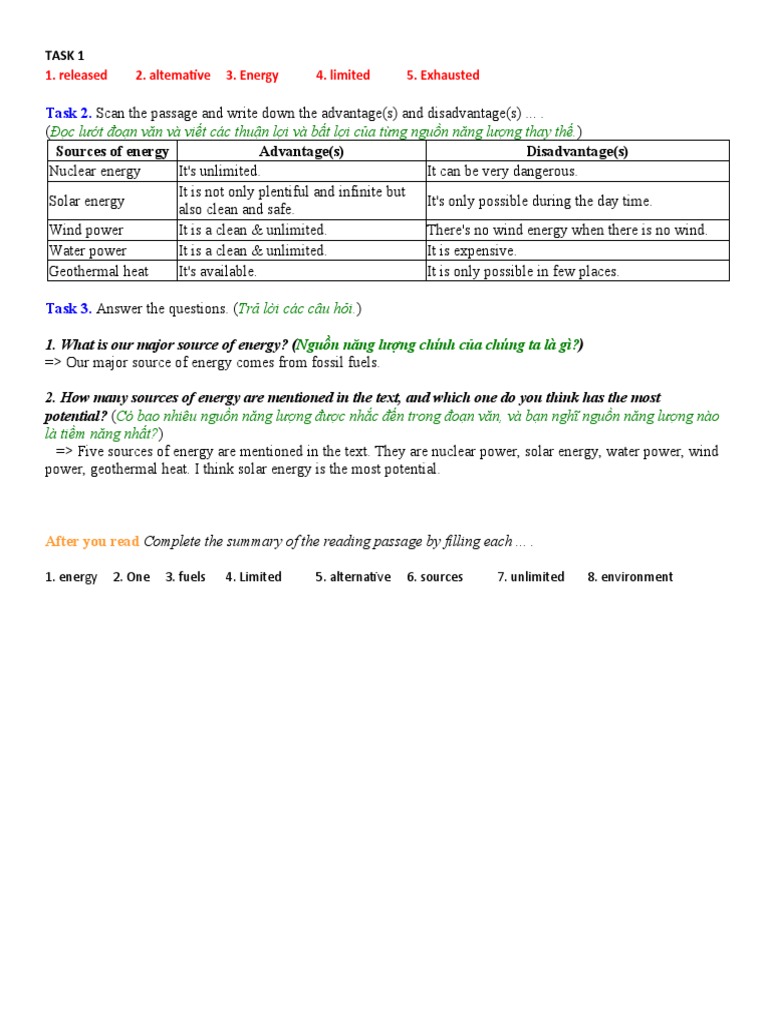 Advantages and Disadvantages of Alternative Energy Sources | PDF ...