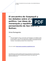 Silvia Romagnolo (2015). El encuentro de Guayaquil y los debates sobre el orden politico. Las ideas de monarquia y republica en el pensam (..)