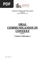 Oral Communication IN Context: Course Outcome 1