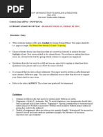 Critical Essay - Question&rubric