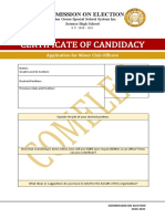 Certificate of Candidacy: Commission On Election