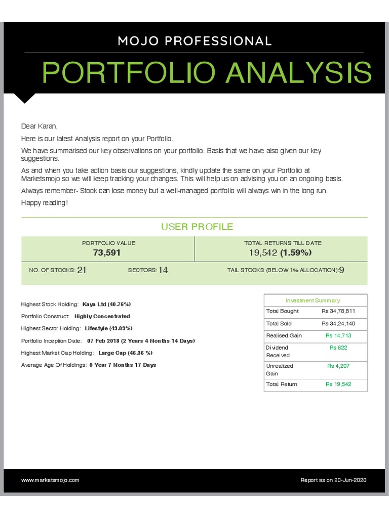 Portfolio Analysis: User Profile | PDF | Beta (Finance ...