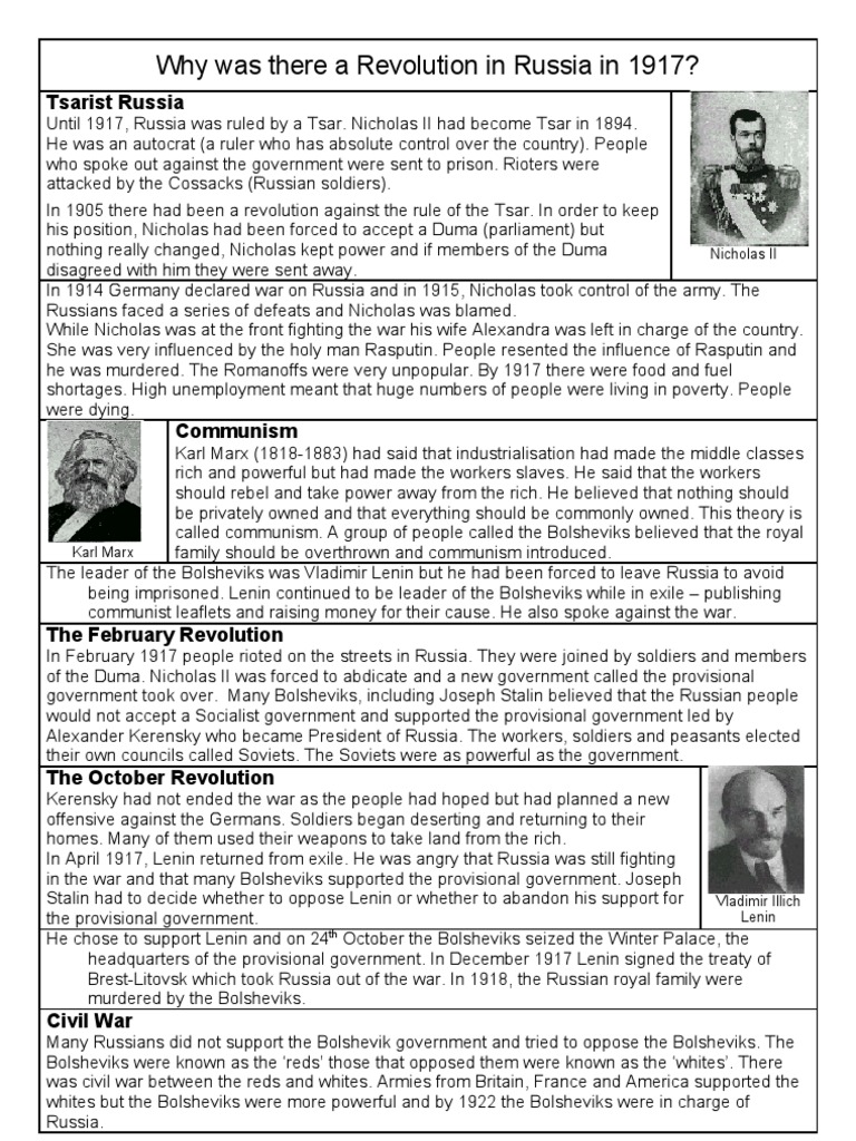 Causes of the 1917 Russian Revolution | PDF | Vladimir Lenin | Bolsheviks