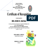 Certificate of Appreciation VOLUNTEER BE