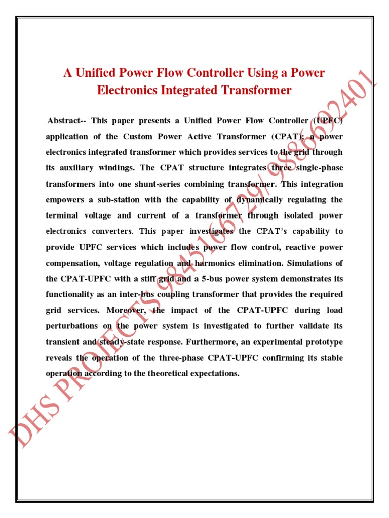 DHS - PE - A Unified Power Flow Controller Using A Power Electronics ...