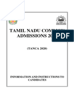 Tamil Nadu Common Admissions 2020: (TANCA 2020)