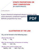 Law of Definite Proportions or Constant Composition: Statement