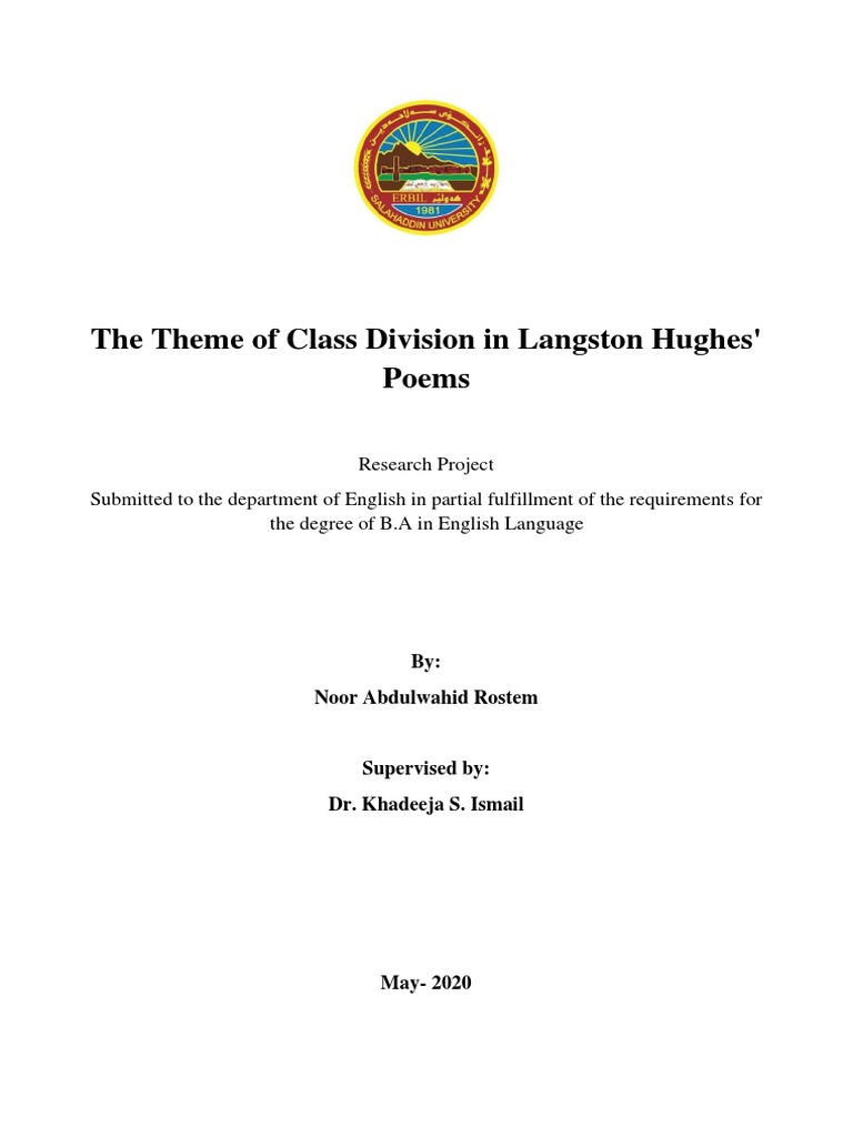 The Theme of Class Division in Langston Hughes' Poems PDF Harlem