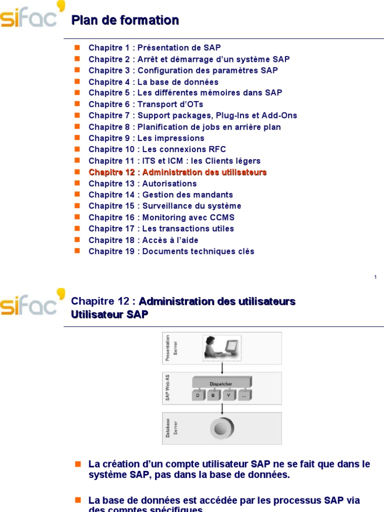 Administration des utilisateurs SAP | PDF | Bases de données | Mot de passe