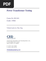 Power Transformer Testing: Course No: E03-041 Credit: 3 PDH