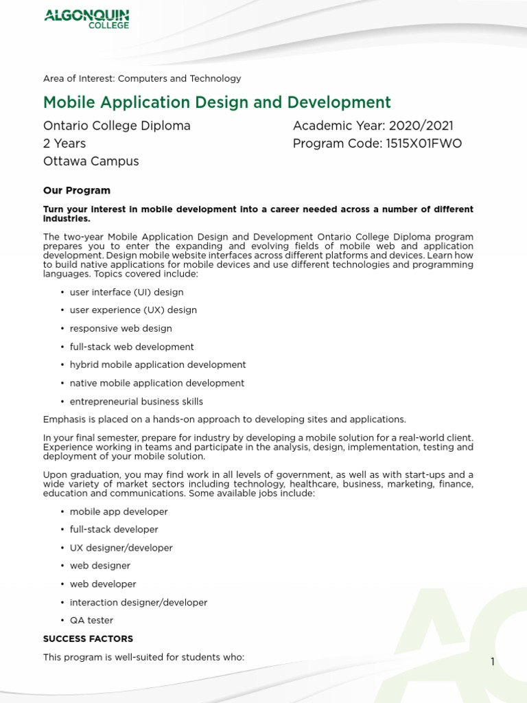 Mobile App Development Program Overview | PDF | Mobile App | General ...