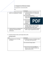 BAIBF 10018 Strategic Management and Business Analysis: Learning Outcomes