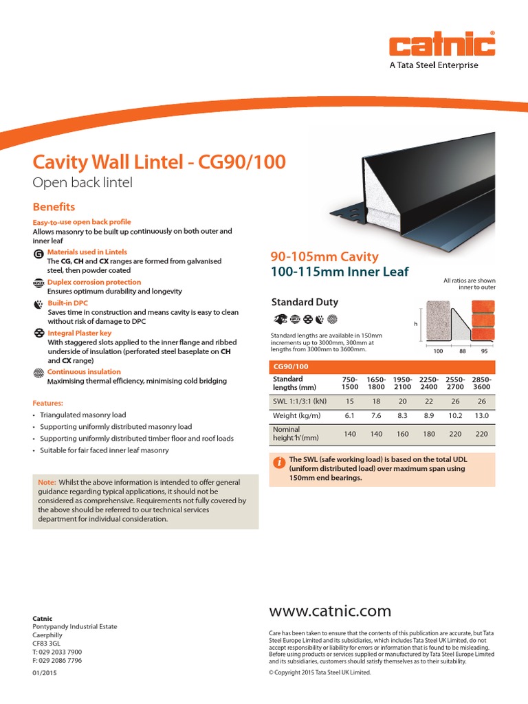 Cavity Wall Lintel - CG90/100 | PDF | Building Insulation | Masonry