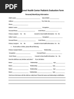 Magnolia Regional Health Center Pediatric Evaluation Form: Personal/Identifying Information