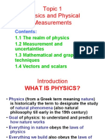 Topic 1 Physics and Physical Measurements: Contents