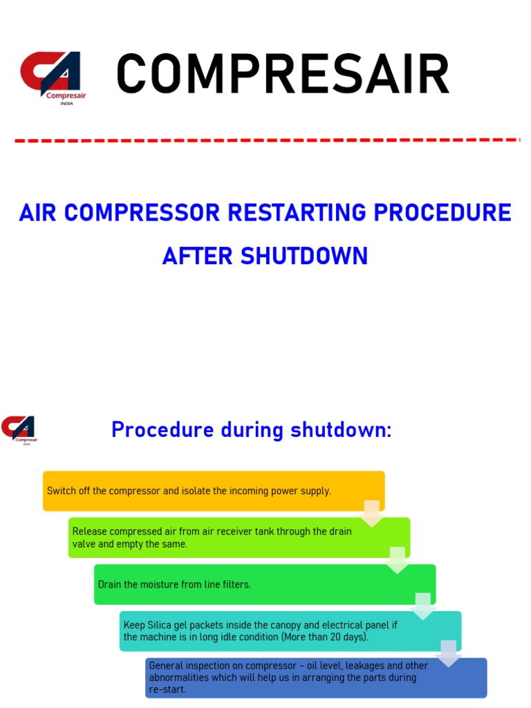 Air Compressor Restarting Steps | PDF | Switch | Mechanical Engineering