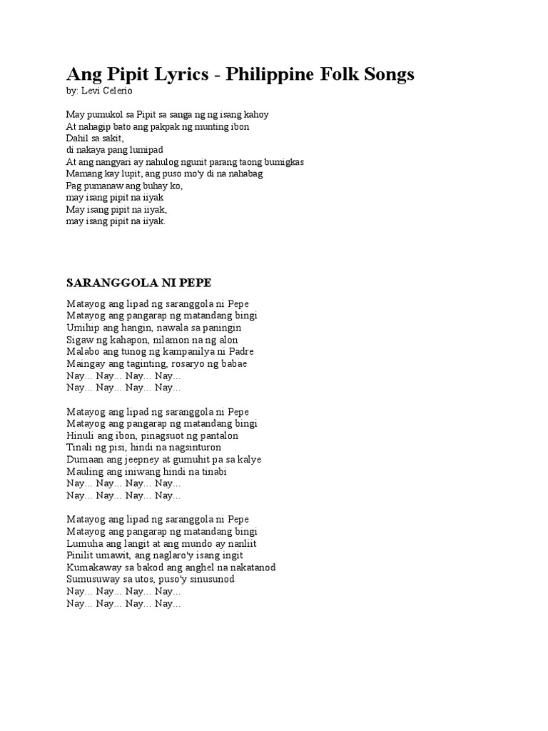 Ang Pipit Lyrics | PDF