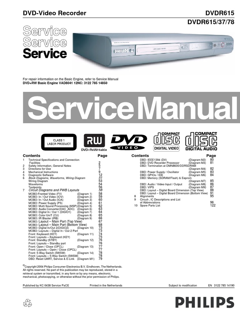 Philips Gravador Dvd Dvdr615 Manual De Servico Mains Electricity Ac Power Plugs And Sockets