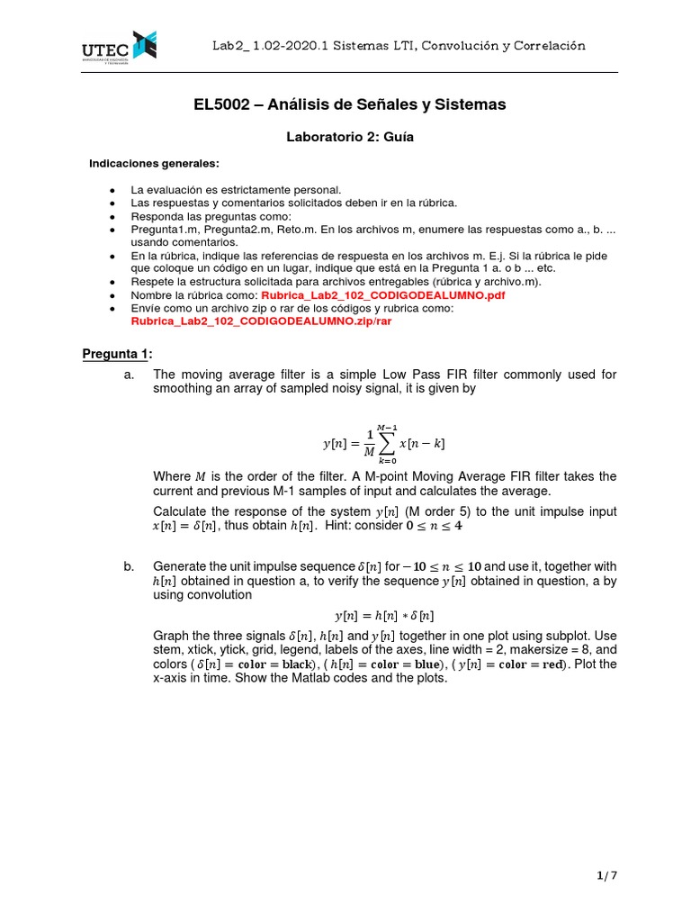 LTI Systems Lab: Convolution & Correlation | PDF | Algorithms ...