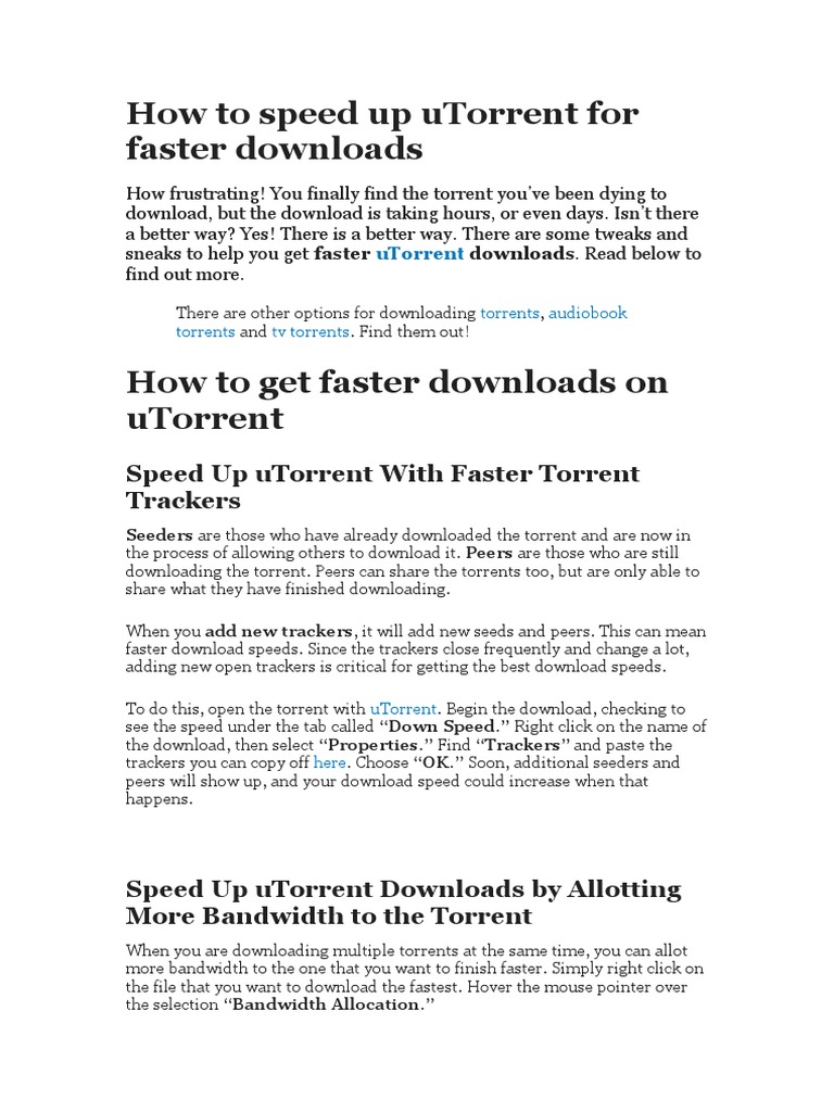 How To Speed Up UTorrent For Faster Downloads | PDF | Computers