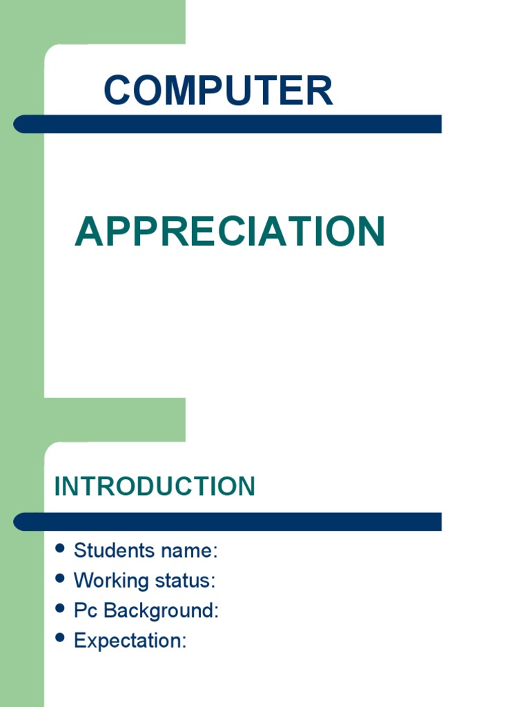 Computer Appreciation Course Guide | PDF | Computer Data Storage ...