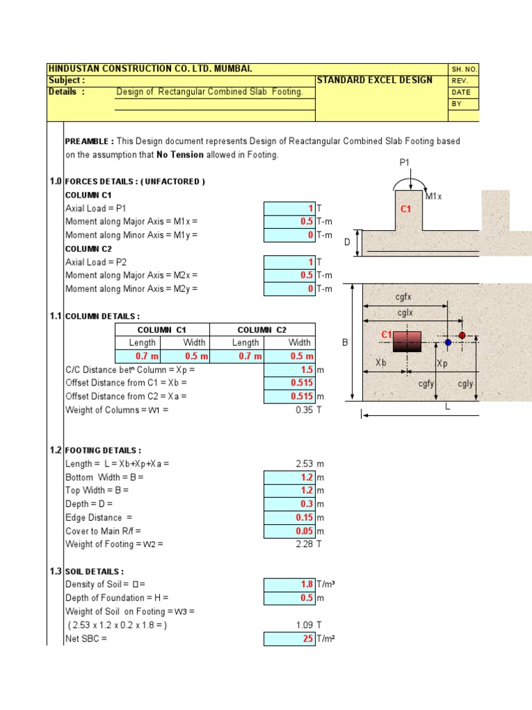 Rectangular Combined Footing Design | PDF | Building Engineering ...