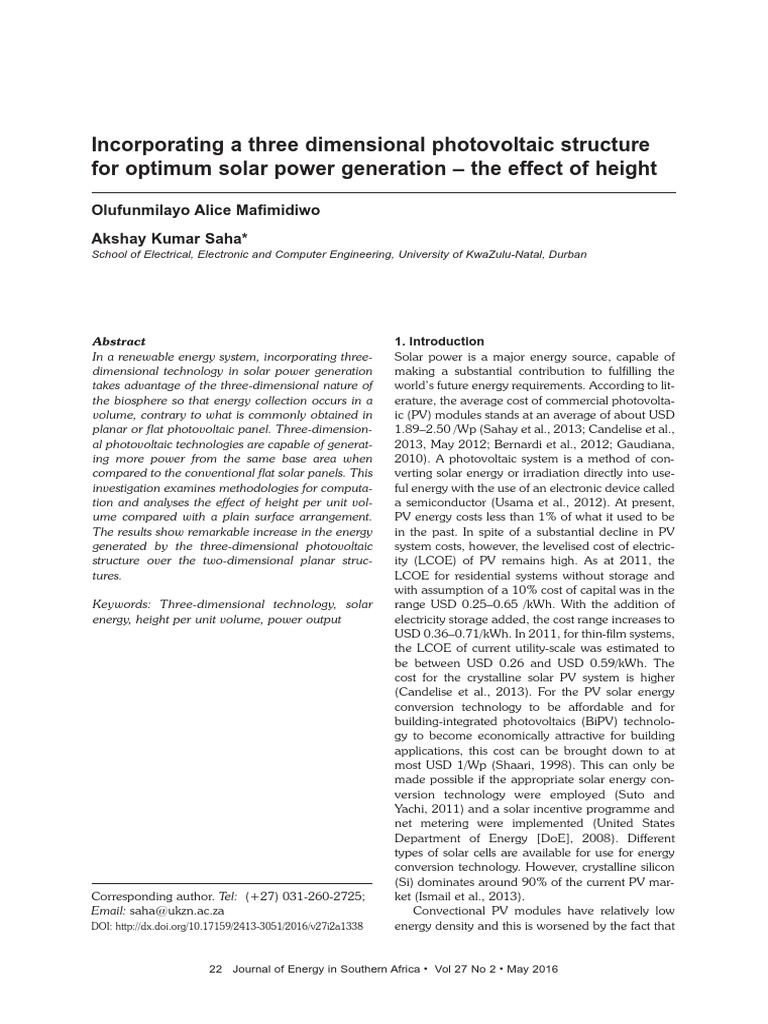 Three-Dimensional Solar Power Optimization | PDF | Photovoltaics ...