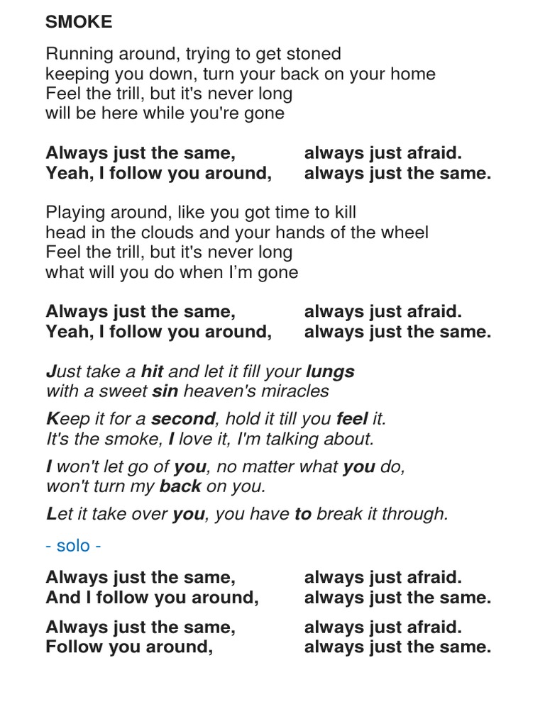 smoke smoke smoke that cigarette lyrics Smoke: A Song of Rejection