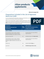 Enteral Nutrition Products and Food Supplements: Preparations Included in The List of Approved Medicines (LAM)