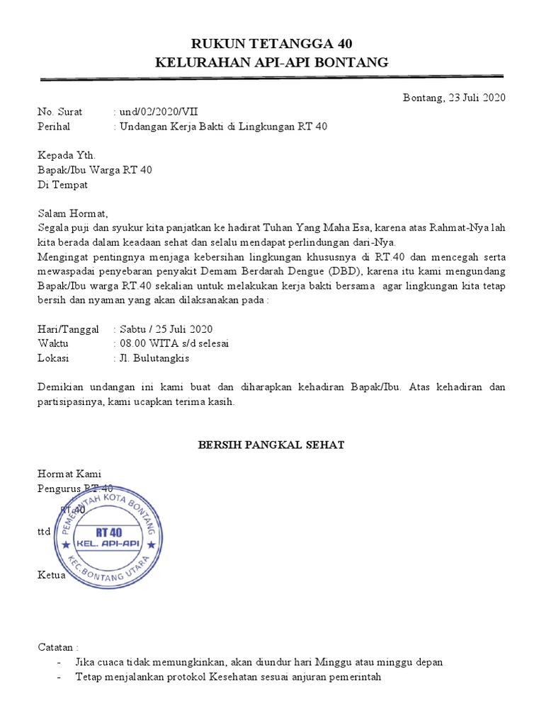 CONTOH Undangan Kerja Bakti 02 | PDF